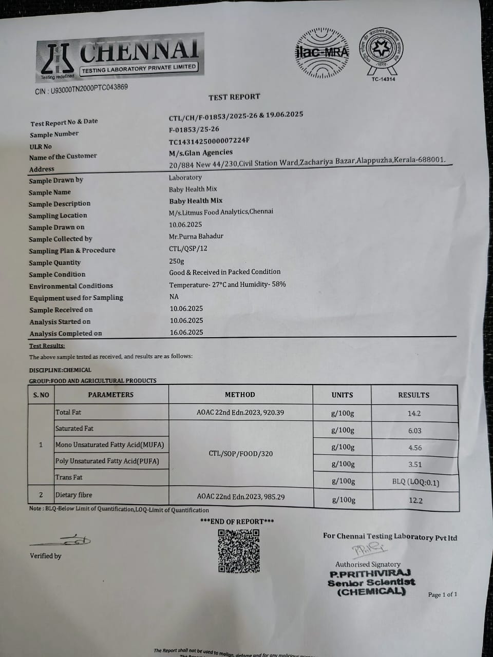 Chemical Analysis Report