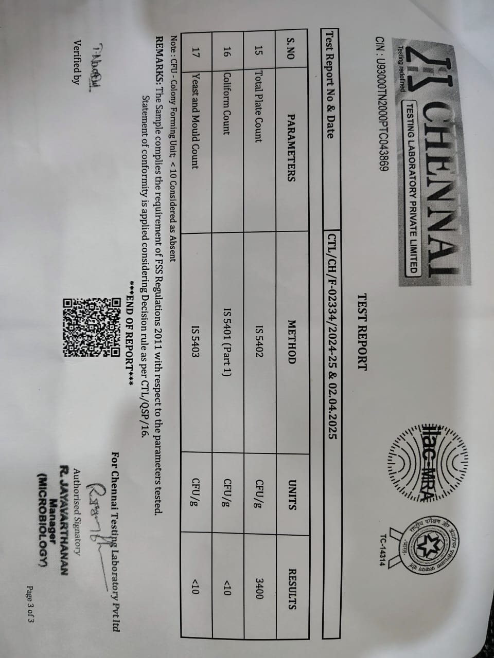 Microbiological Report