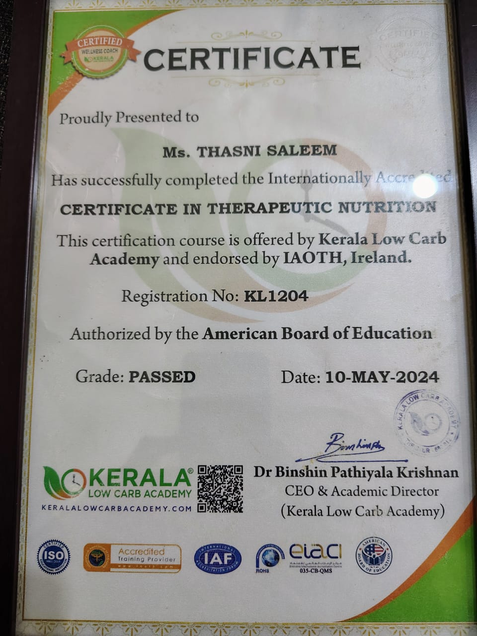 Therapeutic Nutrition Certificate